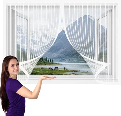 Magnetisch Hor Ramen - Vliegengaas Raam - Insecten Buiten Houden - Zonder Boren - 148 x 178 cm - Wit