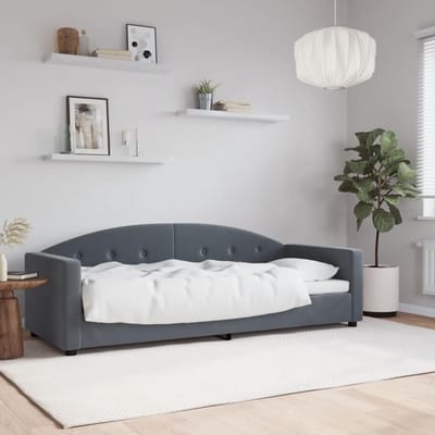 Slaapbank Fluweel - Dagbed Logeerbed - Woonkamer Slaapkamer - 2-in-1 Bank Bed - 80x200 cm - Donkergrijs