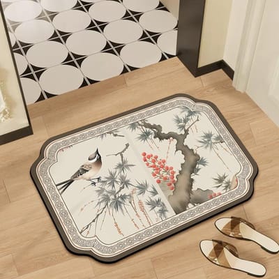Midherfst Absorberend Kussen Kussen Schattige Chinese Bloemen en Bloemen Voetmat Toilet Vloermat Deur Antislip Badkamer Absorberende Doek 40 * 60Cm crystal velvet