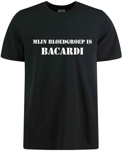 MIJN BLOEDGROEP IS BACARDI T-shirt - 100% Katoen - Maat 3XL - Classic Fit - Zwart