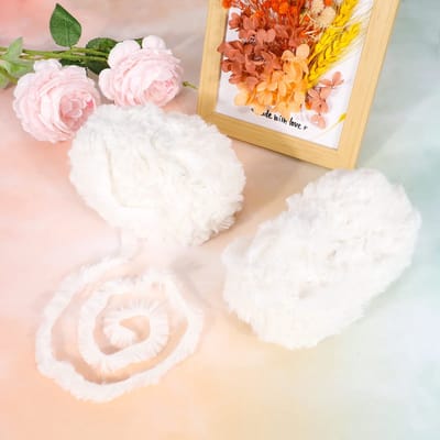2 x 50 g, wit kunstbontgaren, handbreigaren, pluche garen, haakgaren, wol voor haken, handbreigaren, katoengaren voor haken en kunsthandwerk, onderhoudsvriendelijk, hoogwaardig snelbreigaren