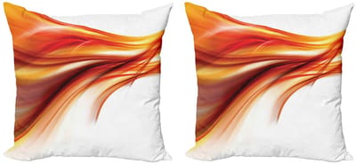 ABAKUHAUS Abstrakt kussenhoes set – 2x40x40 cm – dubbelzijdig bedrukt – microvezel – oranje/rood