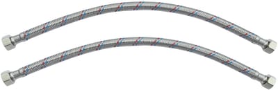Dailygoody - Flexibele Aansluitslang Set van 2 - 400 mm - Zilver/Zwart - Waterkraan Aansluiting - Geschikt voor Keuken en Badkamer