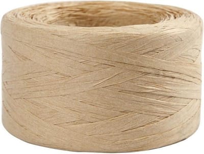Papier Raffia Garen, B: 7-8 mm, zandkleur, 100 m/ 1 rol