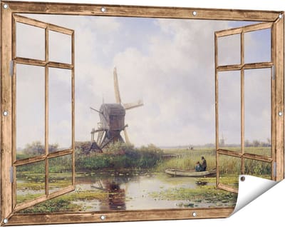 Gards Tuinposter Doorkijk In ’t Gein bij Abcoude - Willem Roelofs - 120x80 cm - Tuindoek - Tuindecoratie - Wanddecoratie buiten - Tuinschilderij