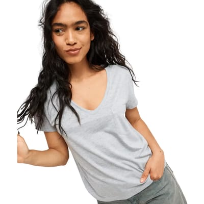 V-hals T-shirt met opdruk op de rug dames Roxy Laguna Green
