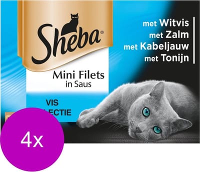Sheba Multipack Mini Filets Saus - Kattenvoer - 4 x Vis 12x85 g