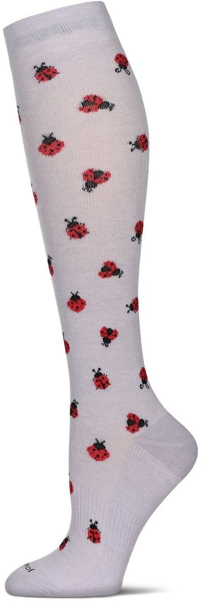 MeMoi Luxe Bamboe Compressiesokken Dames met Lieveheersbeestjes Patroon Comfortabele Kniekousen 1 Paar