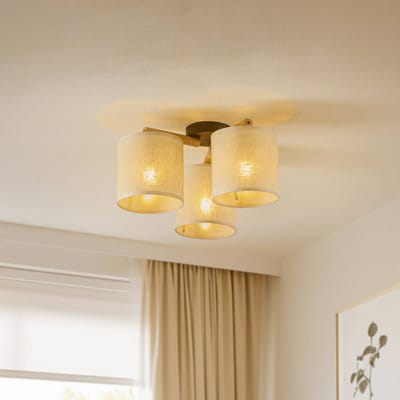 TK Lighting Plafondlamp Deva, textiel, 3-lamps