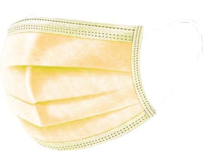 3- Laags mondmasker 50 stuks - geel - met elastiek - wegwerp - CE gecertificeerd