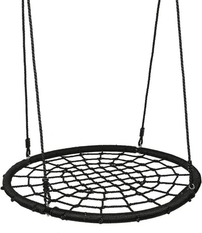 Schommelbank Nestschommel - Vogelnest schommel - Buiten spelen - Extra grote zitting - 100 cm diameter - Zwart