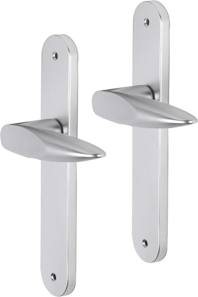 Deurkruk - Impresso Sutton - Voor binnen - Ovaal deurschild met schroeven - Aluminium - 2 stuks
