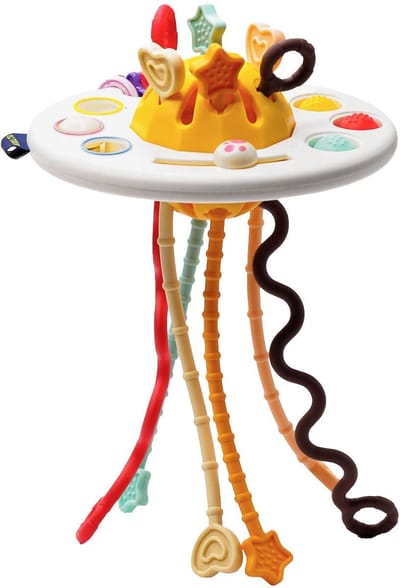 ZoeZo Rammelaar Baby - Montessori Speelgoed - UFO Sensorisch Speelgoed en Reisspeelgoed - Voor Fijne Motoriek - 3 tot 24 Maanden