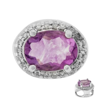 Cavill - Zilveren Hanger - 925 Sterling Zilver - Roze Fluoriet Ovaal 1,379 ct - Pave Zirkonia 0,15 ct - Elegante Sieraden Monosono Collectie