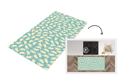 Keukenloper - Loper keuken - Patronen - Voet - Blauw - 120x60 cm - Keukenloper vinyl