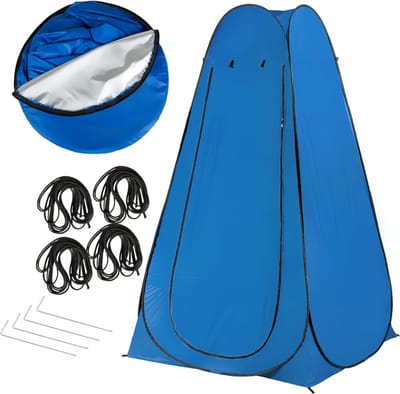 HEZIVO® Pop Up Douchetent - Omkleedtent - Camping Cabine - Draagtas met Schouderriem - Blauw