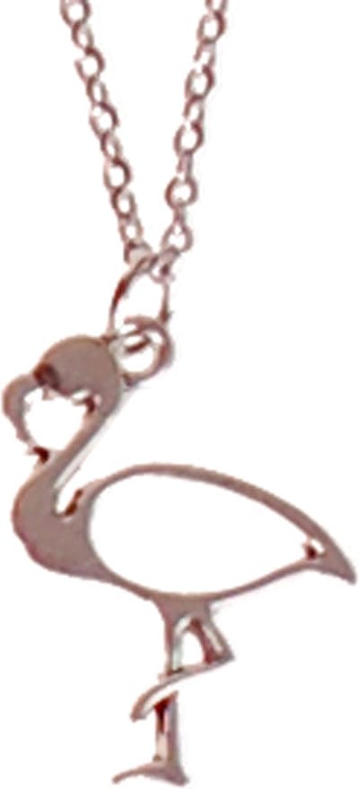 Kinderketting RVS 45cm - Hangertje Flamingo Zilverkleurig 2,5cm