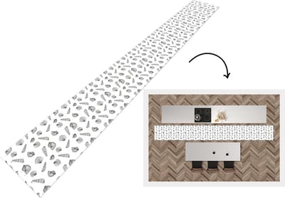Keukenloper - Keukenmat - Schelp - Zwart Wit - Design - 400x50 cm - Keuken vloerkleed