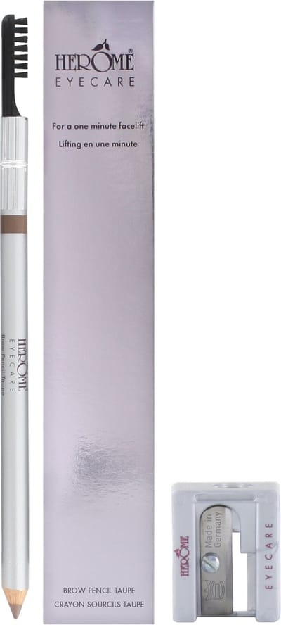 Herome Eye Care Wenkbrauwpotlood Taupe - Brow Pencil - met Borsteltje, Stevige Potloodpunt en Puntenslijper