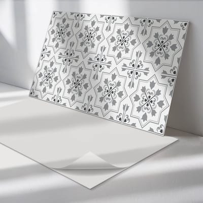 Wallfluent Vinyl Wandpaneel - Patroon met bloemmotieven PVC Muurpaneel - 120 cm x 60 cm - Grijs PVC wandpaneel - 1 stuk - Rechthoekig Wandbekleding Vinyl - Texturen Wandpaneel - Zelfklevende Wandbekleding - Wandpaneel Keuken en Badkamer