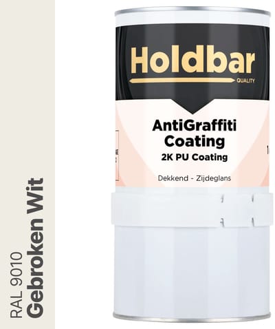 Holdbar Anti Graffiti Coating Gebroken Wit (RAL 9010) 1 Kg - Maakt Graffiti verwijderbaar - Graffiti Verwijderen - In Alle Kleuren - Voor Steen, Beton, Hout, Metaal en Tegels