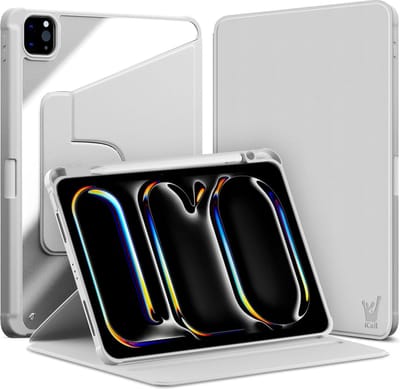 Hoes geschikt voor iPad Pro 11 inch 2024 - Book Case Premium Sleep Cover Kunstleer 360 Graden Draaibaar met Auto/Wake Functie en Pencilhouder - Grijs