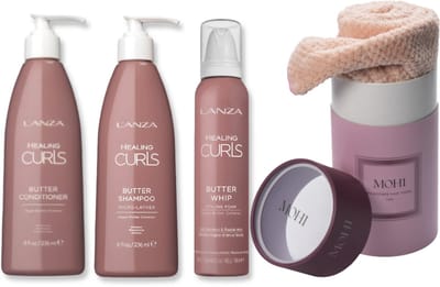 Lanza Healing Curls Set - Butter Shampoo - Butter Conditioner - Curl Restore Moisture Treatment + WILLEKEURIG Travel Size