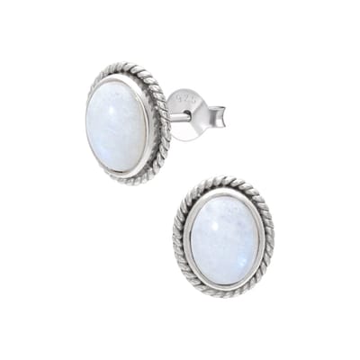 WeLoveSilver - zilveren oorstekers - ovale maansteen - 925 zilver