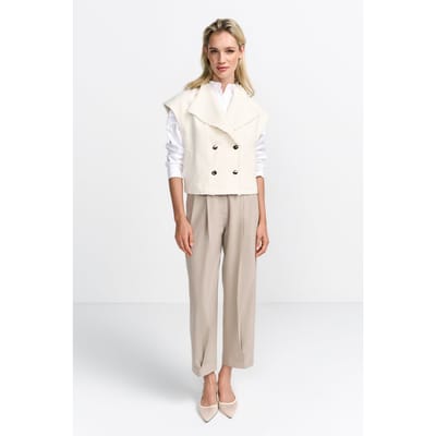 Rich & Royal Boucle Waistcoat Oversized Pearl White Size: 34 | Vests Outlet | Dames | Wit
