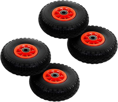 Steekwagenwiel Massief - Reservewiel Bolderkar - Lasten Verplaatsen - Duurzaam PU Elastomeer - 260 x 85 mm - Zwart Rood