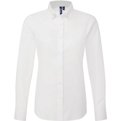 Premier Dames Supreme Oxford Langsleeve Shirt (Wit)