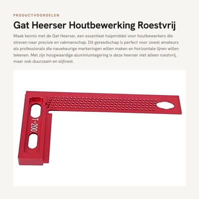 Dailygoods- Meetgereedschap T-vormig - Aluminiumlegering - Roestvrij - Duurzaam - Slijtvast - Nauwkeurige markering - Houtsnijgereedschap