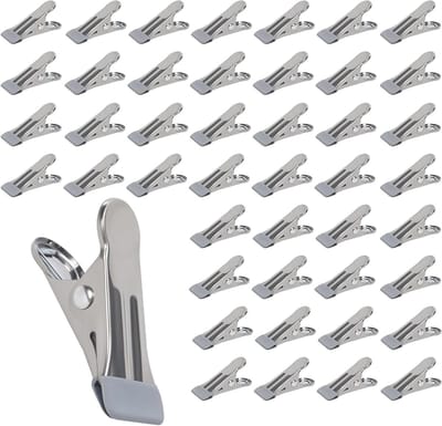 Set van 100 RVS Wasknijpers, 5.5 x 2.3 x 2.3 cm, Roestvrij Staal, Duurzame Kledingclips voor Was en Huishoudelijk Gebruik