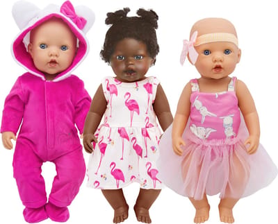 Allerion Kleertjes Set –  Geschikt voor Poppen - 3 stuks – Poppenkleding - Poppen kleertjes - Verschillende Kleuren en Motieven– In Opbergzakje – Past door Brievenbus