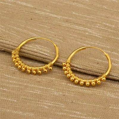 30mm Hoepel Oorbellen 14k Gold Filled Gouden Kralen Oorbellen Minimalisme Gouden Sieraden Brincos Pendientes Boho Oorbellen brown