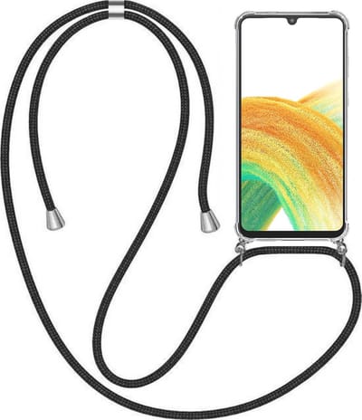 Telefoonhoesje Geschikt voor Samsung Galaxy A33 5G met Koord en Stootrand - TPU Backcover Shockproof met Lanyard - Smartphonica geschikt voor Samsung Galaxy A33 5G