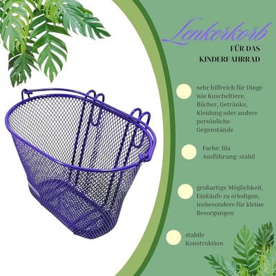 Stuurmand voor kinderfiets - Universele metalen fietsmand met praktische handgreep - 20 x 18 x 10 cm