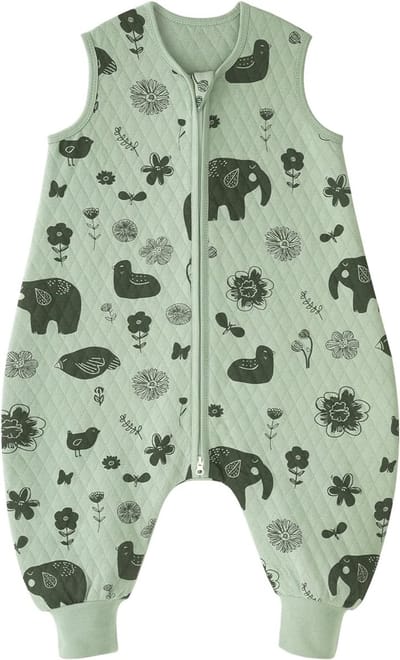 Famanu - Slaapzak voor baby's met voeten, 1,0 TOG, voor het hele jaar, warm, katoen, slaapzak voor pasgeborenen en kinderen van 4-6 jaar, 100 cm