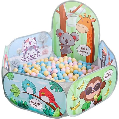 Draagbare, opvouwbare tent met cartoondieren, geschikt voor binnen en buiten, educatief en kleurrijk speelgoed, ballenbak, speelhuisje, cadeau voor kinderen.