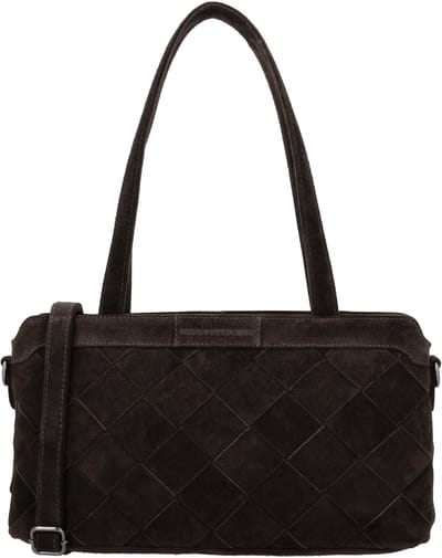 Hide & Stitches Acadia Schoudertas - Lange Handvatten - Verstelbare Band - Rits - Dames Tas - Crossbody - Leer - Leren Dames Tas - Donkerbruin