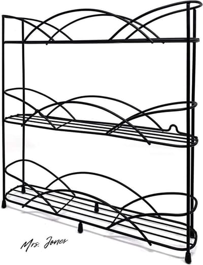 Mrs. Jones Kruidenrek Vrijstaand voor Spice & Herb Rack - Houdt 21 Potten - Inclusief 2 Zuignoppen - Keukenorganizer - Muurrek - Zwart .