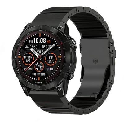 Strap-it Titanium 'Hybrid' bandje geschikt voor Garmin Fenix 9 (Pro) 47mm - Fenix 8 (Pro-E-47mm) - Fenix 7 (Solar-Pro) - 6 (Solar-Pro) - Fenix 5 (Plus) / Forerunner 970 - 965 - 955 - 945 - 935 - 745 / Quatix 8 - 7 - 6 - 5 - Zwart
