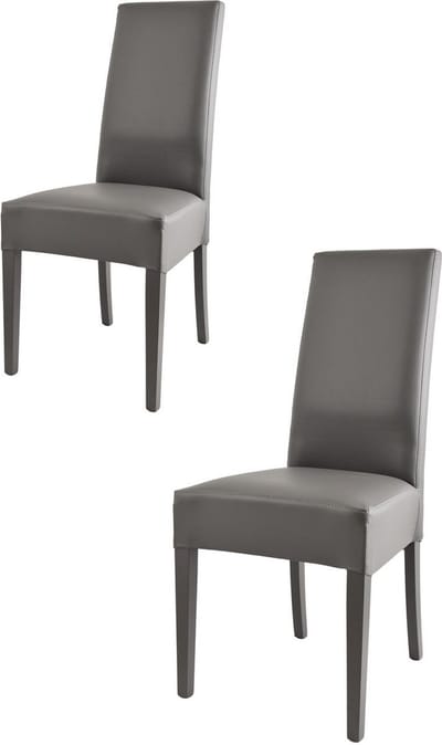 Tommychairs Luisa - Eetkamerstoelen - Set van 2 - Donker Grijs - Kunstleer & Hout