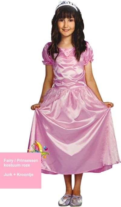 Prinsessenjurk Roze / Toverfee outfit meisjes - Maat 128-140 - 2-delig – Carnavalskleding