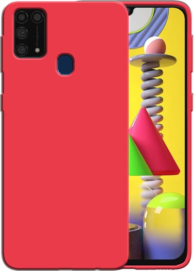 Smartphonica Siliconen hoesje voor Samsung Galaxy M31 case met zachte binnenkant - Rood geschikt voor Samsung Galaxy M31