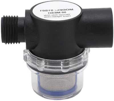 Inline filter met 1/2 inch vrouwelijke schroefdraad, 50 mesh zeef, kunststof constructie en waterfilter functie