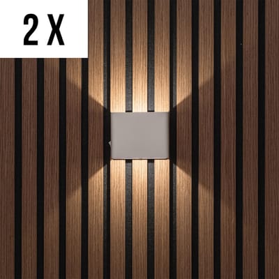 Akudeco – Oplaadbare wandlamp met 5200mAh accu en bewegingssensor – Vierkant – 3000k – Wit - 2 stuks