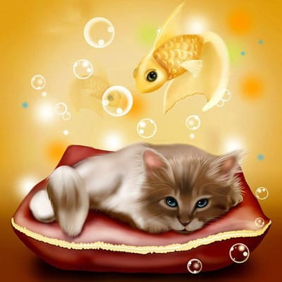 DIY 5D Diamond Cats en Goldfish Cross Stitch Diamond Borduurpatronen Steentjes 30x30CM beige