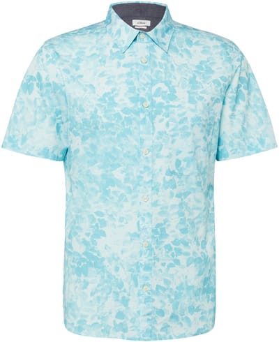 s.Oliver - male - Slim fit: shirt met korte mouwen, all-over print en borstzakje