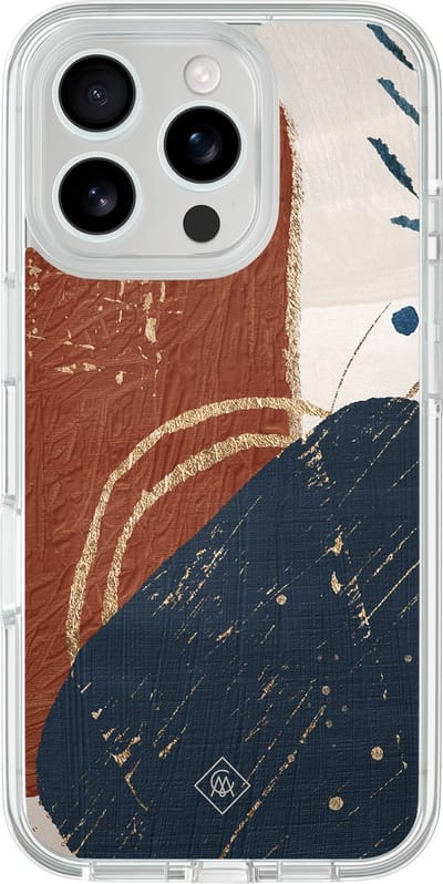 Casimoda® hoesje - Geschikt voor iPhone 16 Pro Max - Abstract Terracotta - 2-in-1 case - Schokbestendig - Geometrisch patroon - Verhoogde randen - Multi, Transparant